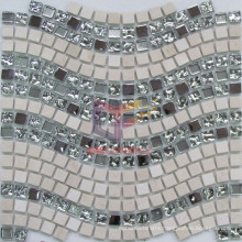 Wave Pattern Design Mosaic Made by Glass and Marble (CS163)